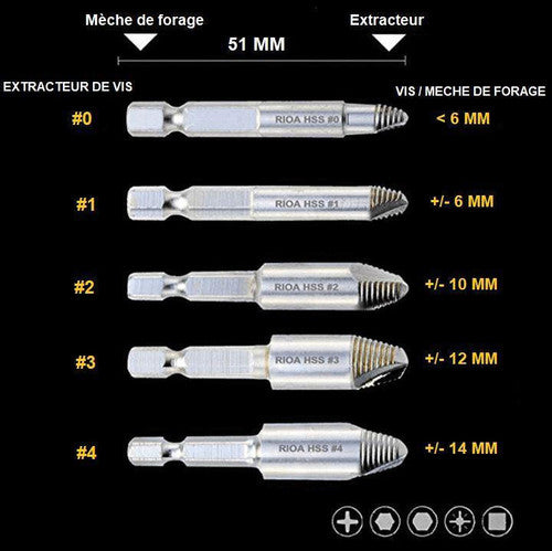 Extracteur De Vis De Première Qualité (lot de 5)